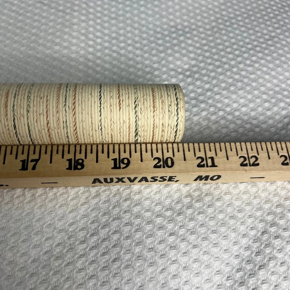 Vintage Pinstripe Textured Wallpaper Roll Cream Brown Made in USA 20.5